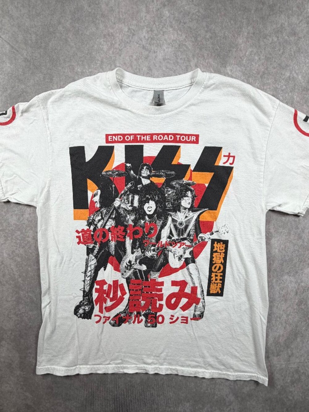 KISS End Of The Road Tour Mens Cotton White Concert Graphic Tee Size L